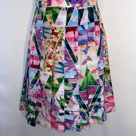 Amanda Uprichard Silk Strapless Geometric Garden Print Mini Dress Florals M - Picture 6 of 17
